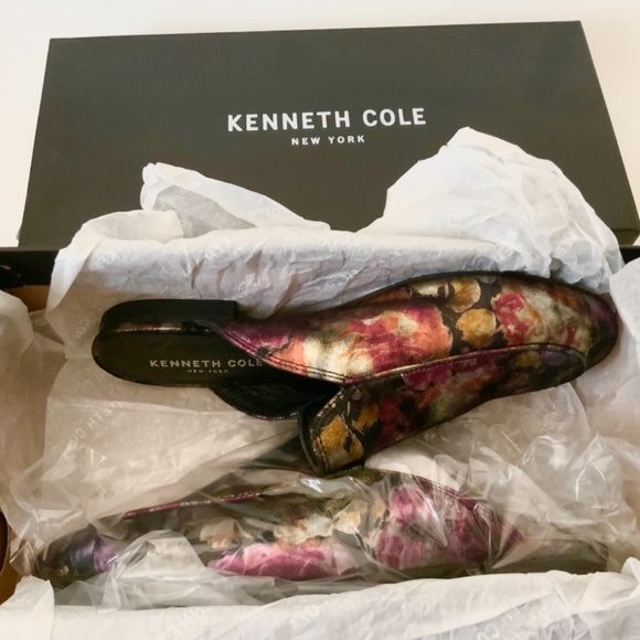 Kenneth Cole Wallice Slip On Mule Floral Loafers Leather Fashion Pumps Shoes - Picture 11 of 12